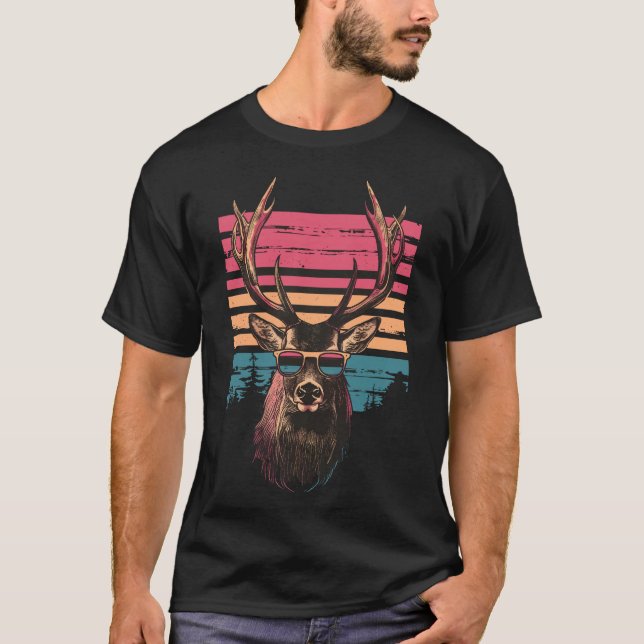 Hirsche mit Sonnenbrille T-Shirt (Vorderseite)