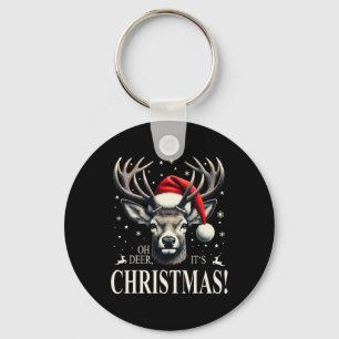 Hirsche mit Weihnachtsmannmütze, oh Hirsch, Weihna Schlüsselanhänger