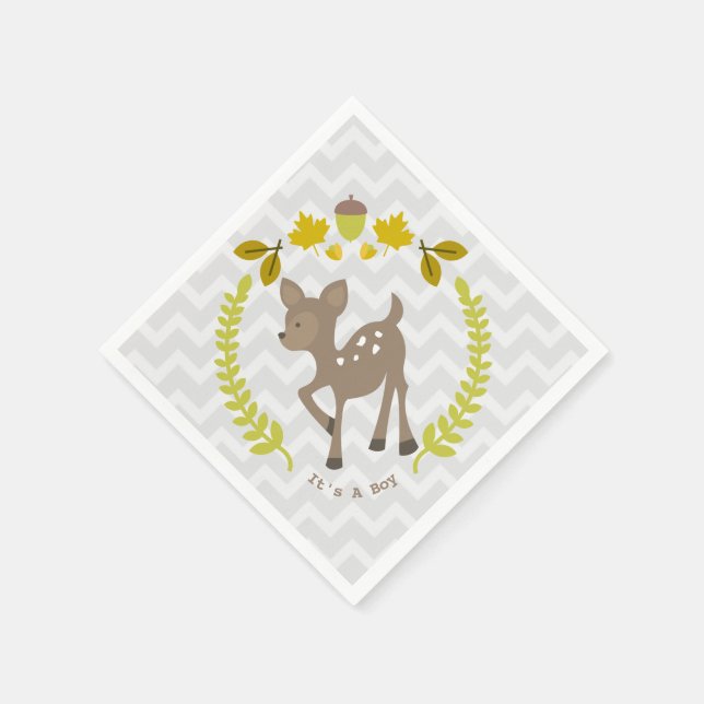 Hirsche Modern Boy Babydusche Napkins Serviette (Ecke)