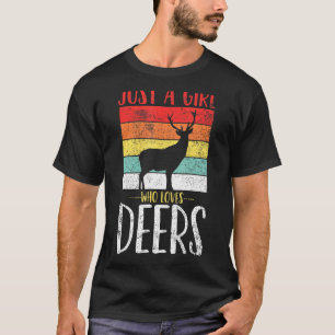 Hirsche nur ein Mädchen, das Hirsche Lieben Retro T-Shirt