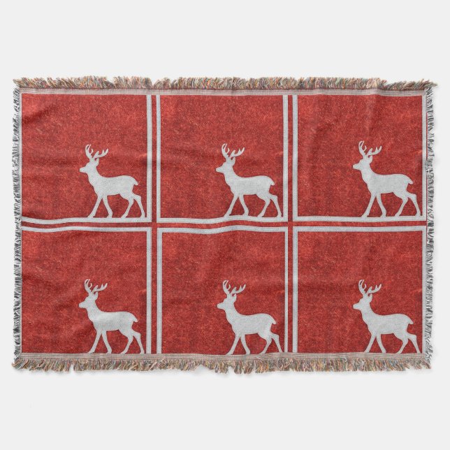 Hirsche Rustikale Hütte Weihnachtsfeiertag Blanket Decke (Vorderseite)