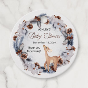 Hirsche Rustikale Winter Floral Baby Dusche Geschenkanhänger