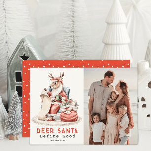 Hirsche Santa Definition Gute Liste Funny Christma Feiertagskarte