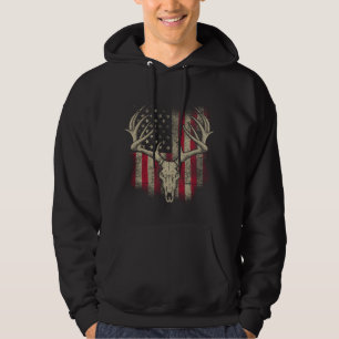 Hirsche Schädel Junter Amerikanische Flagge Hirsc Hoodie