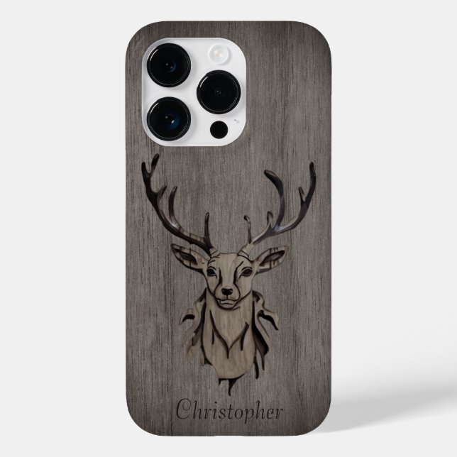 Hirsche - Schnittholz - personalisiertes Holz Case-Mate iPhone Hülle (Rückseite)
