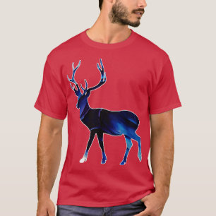 Hirsche Silhouette Abstrakte Lila Kunst T-Shirt