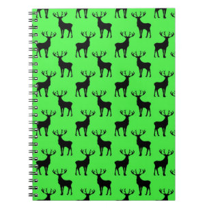 Hirsche-Silhouette auf Vivid Green Notizblock
