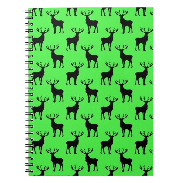 Hirsche-Silhouette auf Vivid Green Notizblock (Vorderseite)