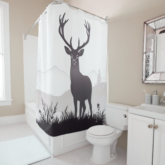 Hirsche Silhouette Duschvorhang (Beispiel)