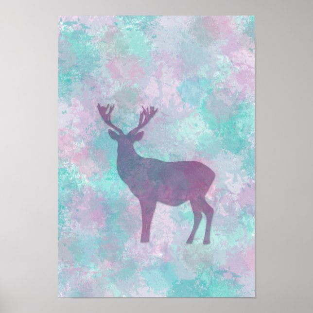Hirsche Silhouette Einfache abstrakte Winter Niedl Poster (Vorne)