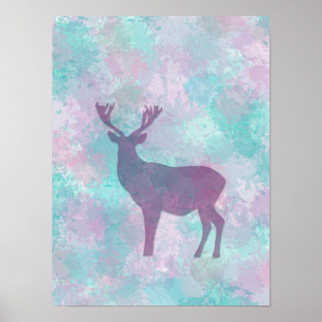 Hirsche Silhouette Einfache abstrakte Winter Niedl Poster (Vorne)