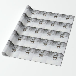 Hirsche Stehend im Schnee Geschenkpapier