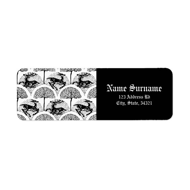 Hirsche und Bäume, Etiketten (Vorne)