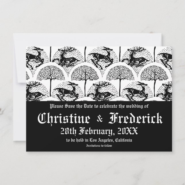 Hirsche und Bäume im Mittelalter, Save the Date (Vorderseite)