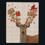 Hirsche und liebende Vögel Puzzle<br><div class="desc">Hirsche und liebende Vögel von Fab Funky. Der Hirsch posiert mit seinen Feathery-Freunden und Blume über seinen Geweihten. | 190909D</div>