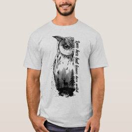 Hirsche und Natur im Hintergrund einer Eule T-Shir T-Shirt