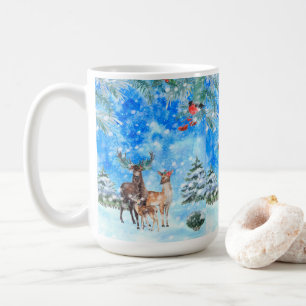 Hirsche und Robin Winter Wonderland Kaffeetasse