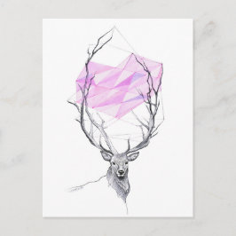 Hirsche und rosa geometrisches Herz zeichnend Tier Postkarte