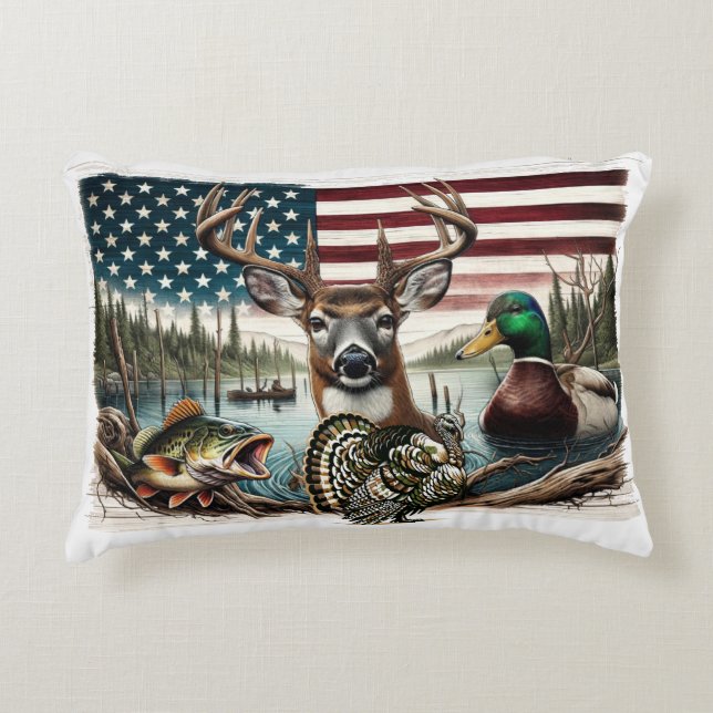 Hirsche und USA Land Dekokissen (Vorderseite)