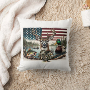 Hirsche und USA-Land Kissen