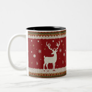 Hirsche und Winter-Tasse Zweifarbige Tasse