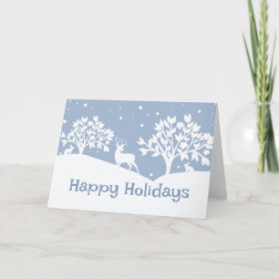 Hirsche unter der Holiday Grußkarte Snowy Trees Feiertagskarte