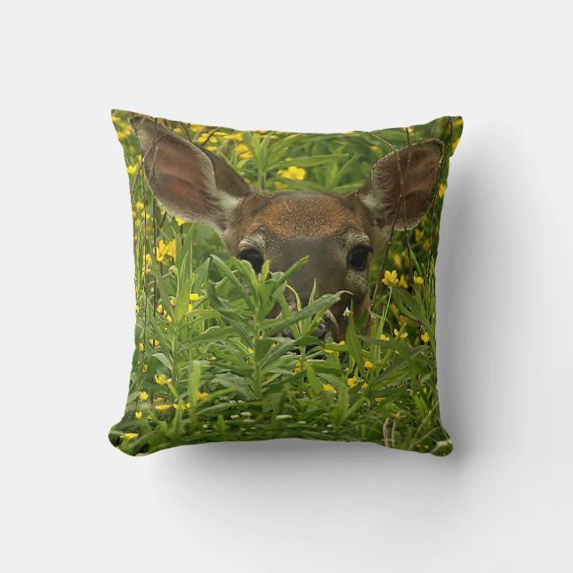 Hirsche unter Wildblumen Kissen (Vorderseite)