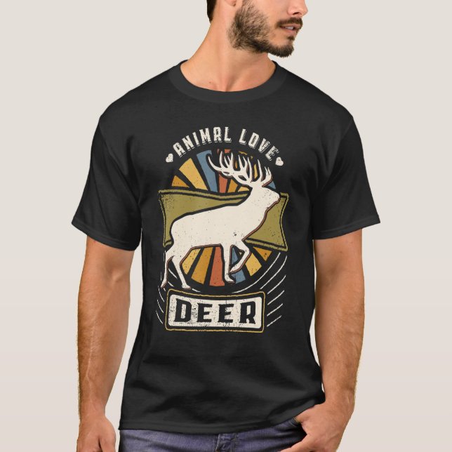 Hirsche Vintages Retro-Tier T-Shirt (Vorderseite)