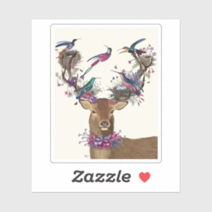 Hirsche, Vogelzüchter, tropische Vogelnest Aufkleber