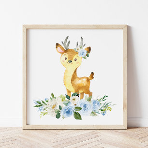 Hirsche, Waldtiere, Boho, Blüten Poster