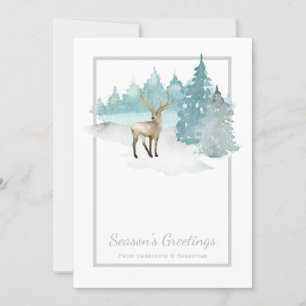 Hirsche Wasserfarbe Winterwald Weihnachten