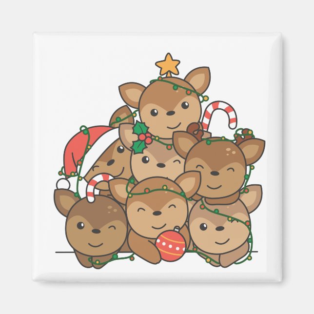 Hirsche Weihnachtsbaum Funny Animal Christmas Magn Magnet (Vorne)