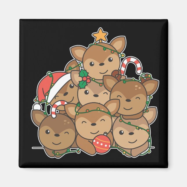 Hirsche Weihnachtsbaum Funny Animal Christmas Magn Magnet (Vorne)