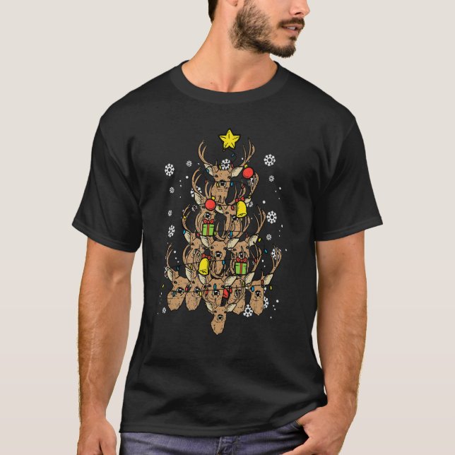 Hirsche Weihnachtsbaum Weihnachten Jagd Männer Vat T-Shirt (Vorderseite)