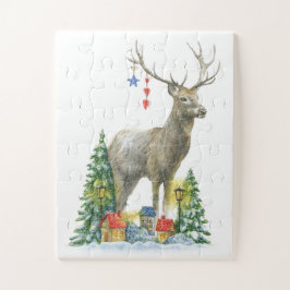 Hirsche Weihnachtsbäume und Geschenke Jigsaw Puzzl Puzzle