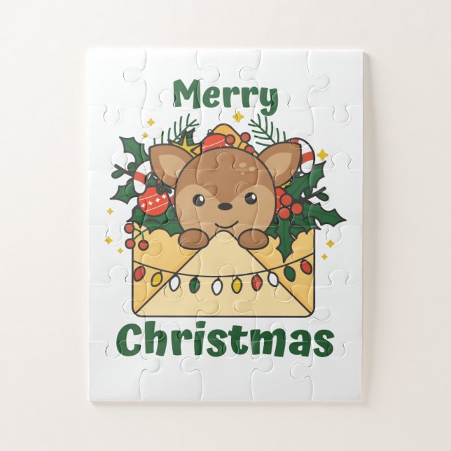 Hirsche Weihnachtsbrief Wintertiere Hirsche Puzzle (Vertikal)