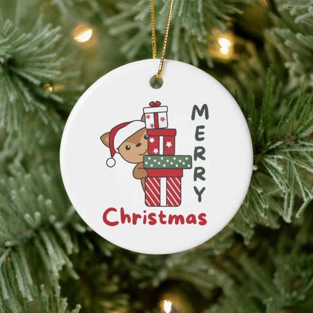 Hirsche Weihnachtsgeschenk Wintertiere Hirsche Keramik Ornament (Baum)