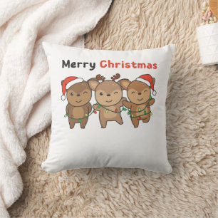 Hirsche Weihnachtstiere Niedlich Hirsche Frohe Wei Kissen