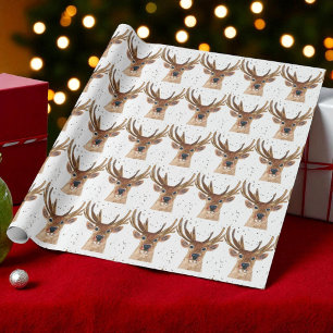 Hirsche Weihnachtswasserfarbe Muster Woodland Brow Geschenkpapier
