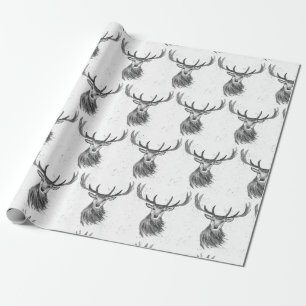 Hirsche Weihnachtswasserfarbe Muster Woodland Schw Geschenkpapier