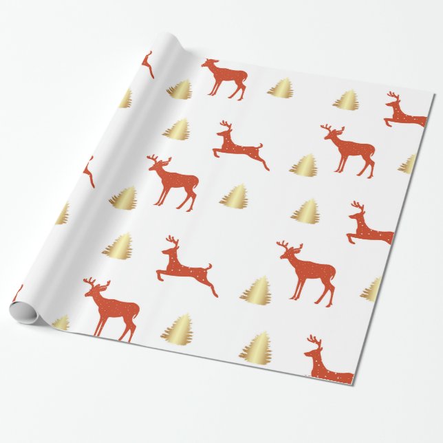 Hirsche Weihnachtswrapping Paper Geschenkpapier (Ungerollt)