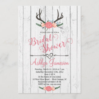 Hirsche Weißes Holz Bridal Dusche Einladung