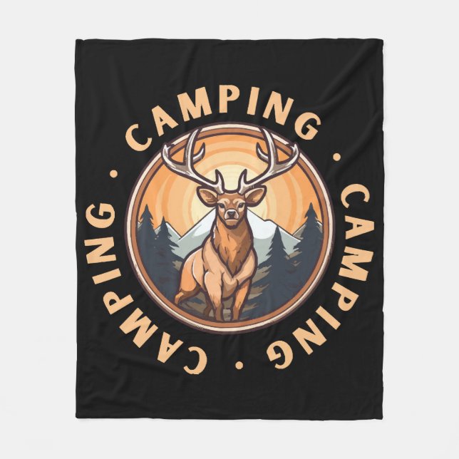 Hirsche - Wildnis - Camping Fleecedecke (Vorderseite)