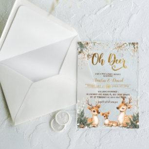 Hirsche Winter Wonderland Baby Dusche Acryleinladungen