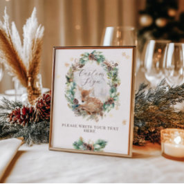 Hirsche Winter Woodland Babydusche Maßgeschneidert Poster