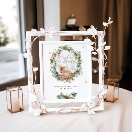 Hirsche Winter Woodland Babydusche Maßgeschneidert Poster