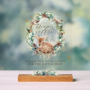 Hirsche Winter Woodland Babydusche Windelwanne Acrylschild