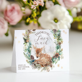 Hirsche Winterwald Kälte Außendusche Dankeskarte