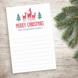 Hirschfamilie Frohe Weihnachten Name liniiert Post-it Klebezettel