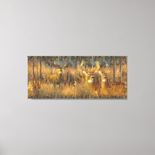 Hirschfamilie in der Herbstsonne Leinwanddruck